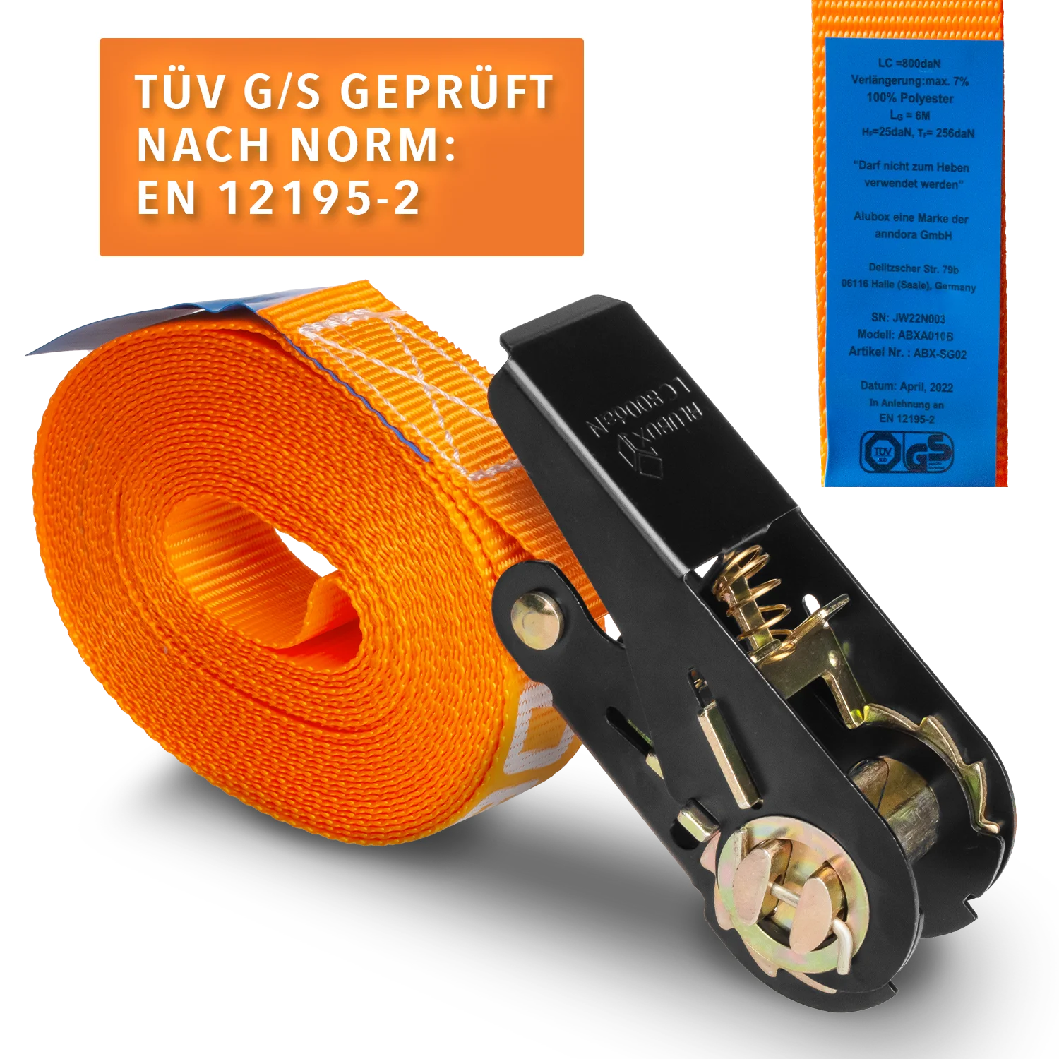 ALUBOX Spanngurt 4 Stück 25mm breit Größenwahl