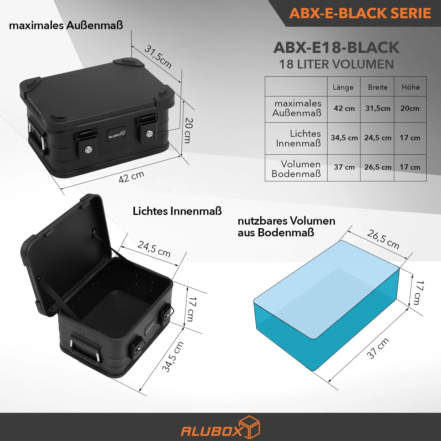 ALUBOX Premium 18 - 159 L Stapelecken - komplett schwarz