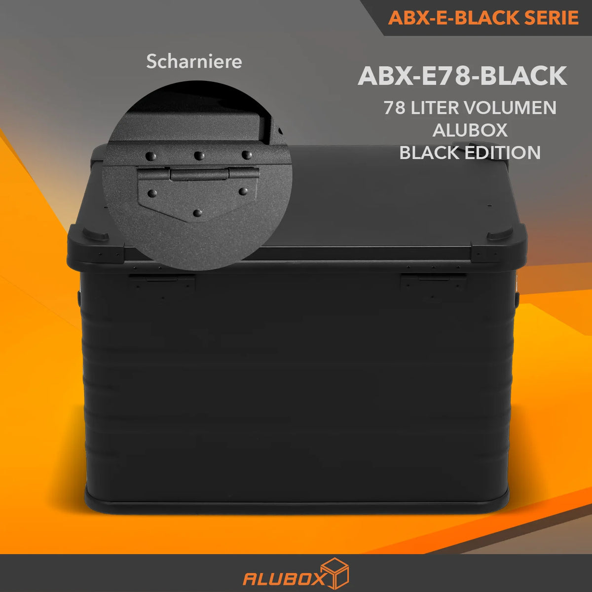 ALUBOX full Black Box - mit Deckel + Stapelecken