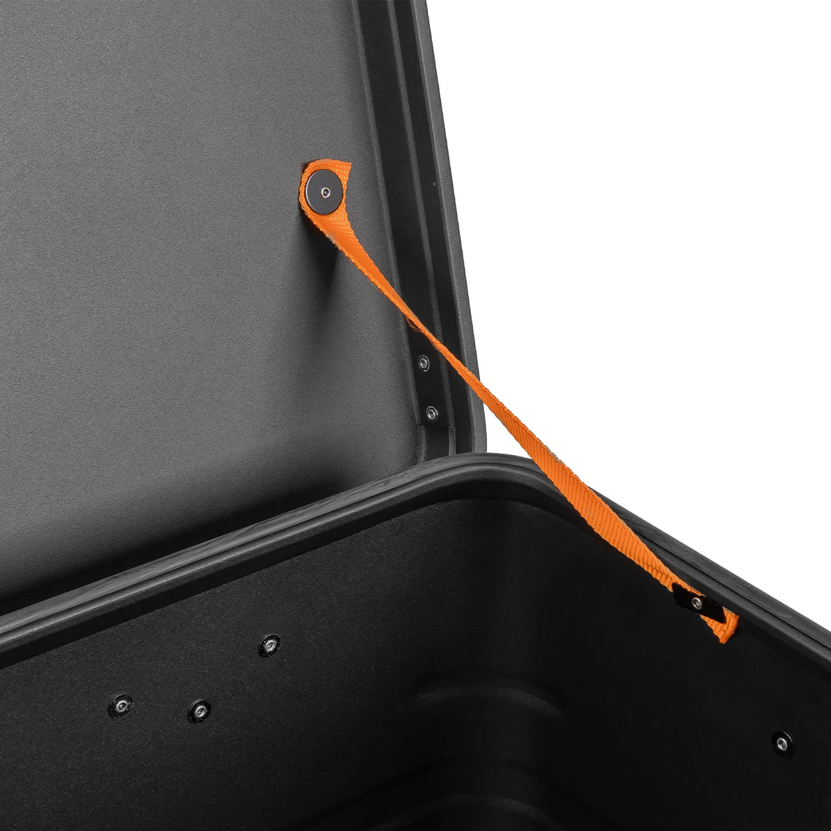 ALUBOX pulverbeschichtete Alukiste stapelbar schwarz orange