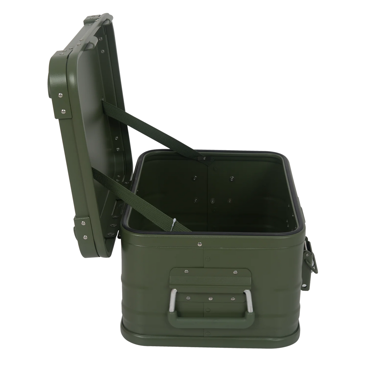 Werkzeugkiste ALU-Olivegruen 18-Liter-2-Fangbaender
