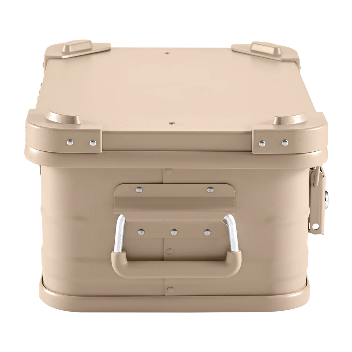 Alubox khaki beige – stapelbar, staubdicht mit Gummidichtung