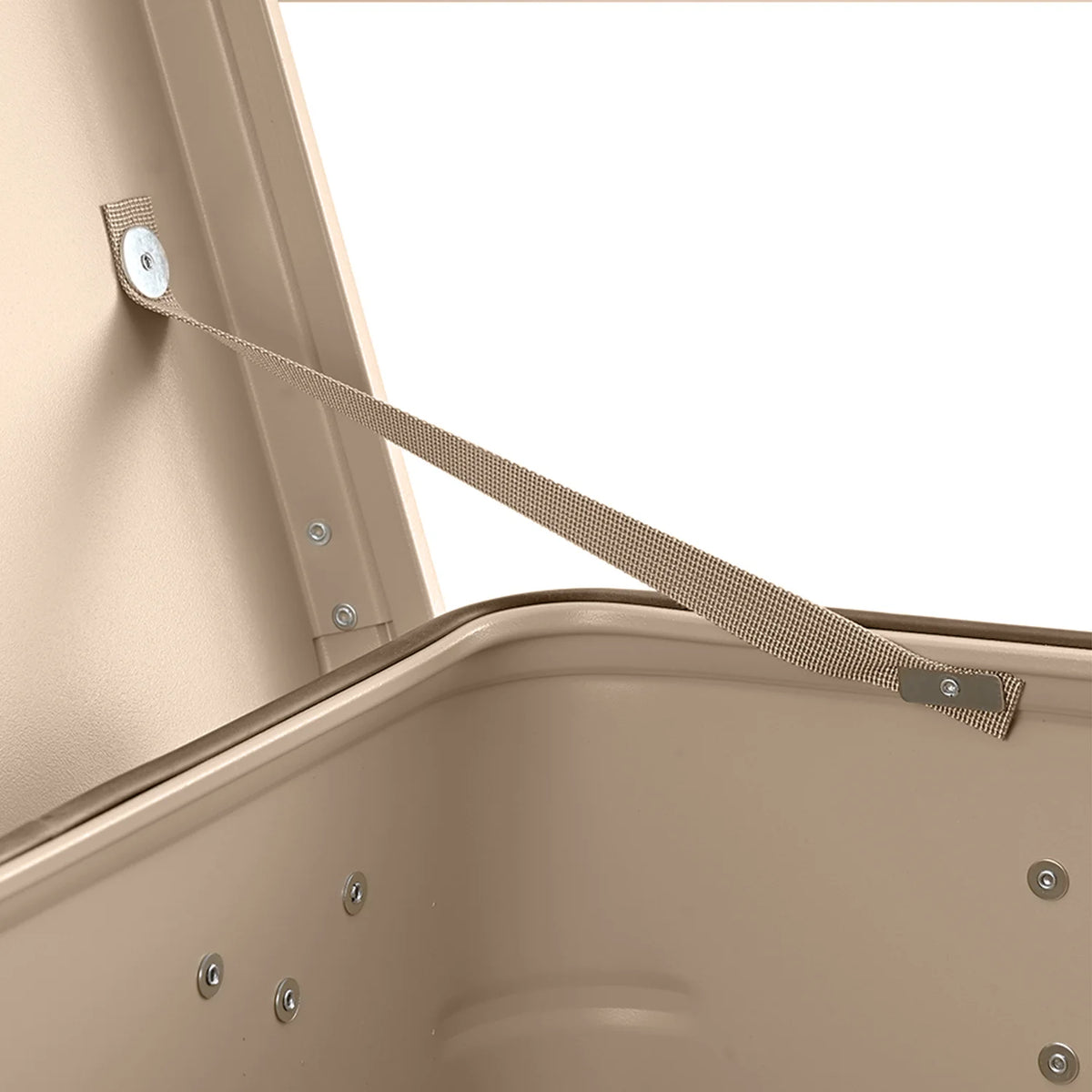 Alubox khaki beige – stapelbar, staubdicht mit Gummidichtung