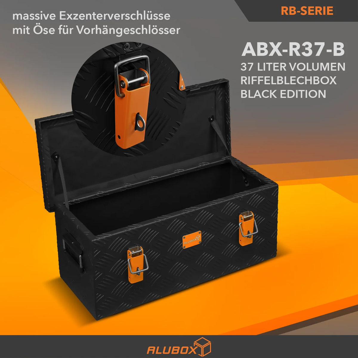 ALUBOX Transportkiste 3 mm Riffelblech schwarz pulverbeschichtet