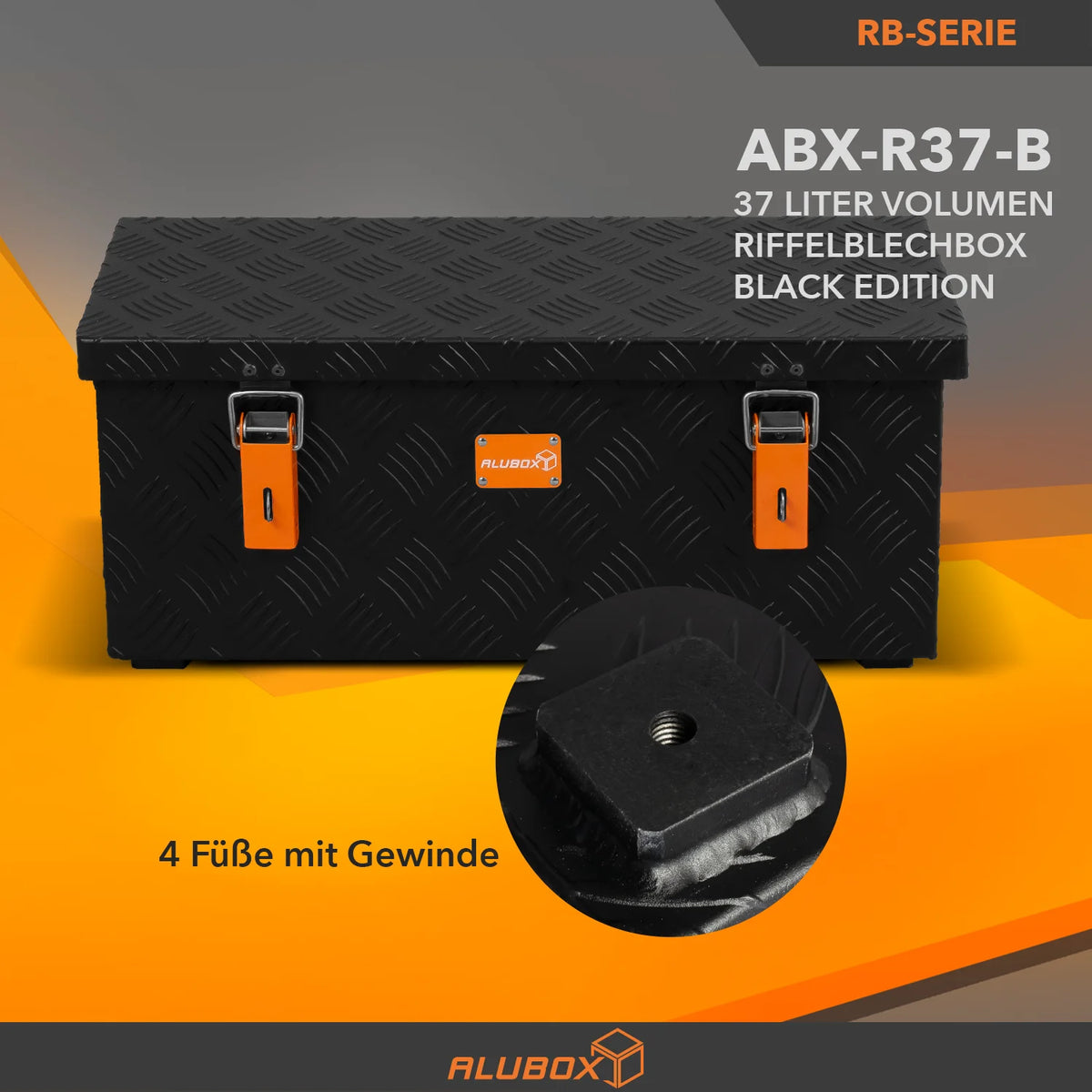 ALUBOX Transportkiste 3 mm Riffelblech schwarz pulverbeschichtet