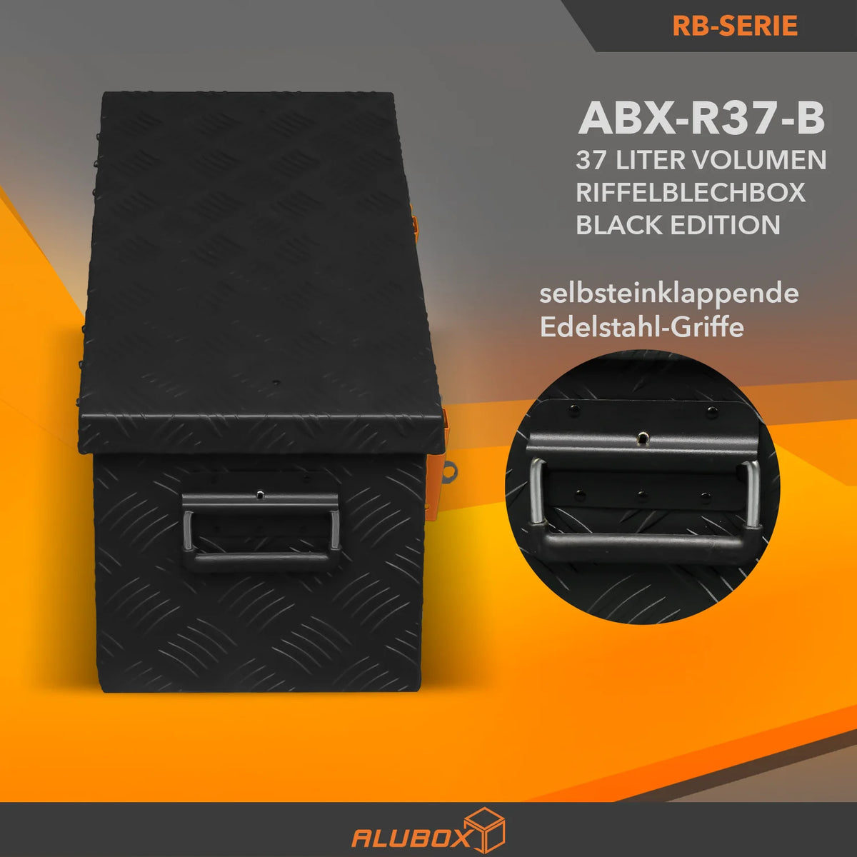 ALUBOX Transportkiste 3 mm Riffelblech schwarz pulverbeschichtet