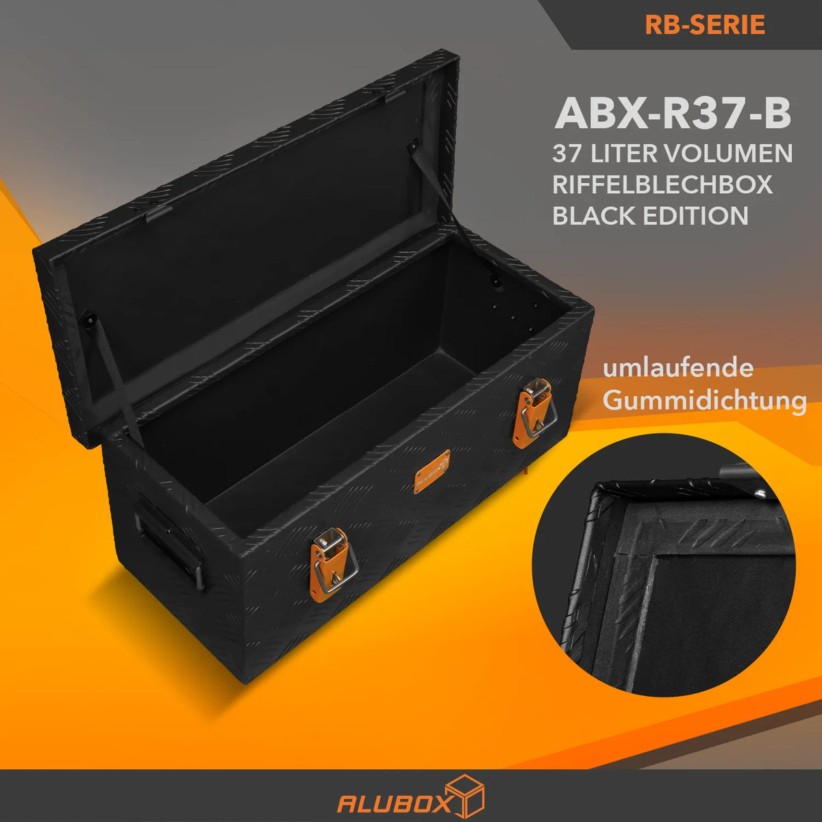 ALUBOX Transportkiste 3 mm Riffelblech schwarz pulverbeschichtet