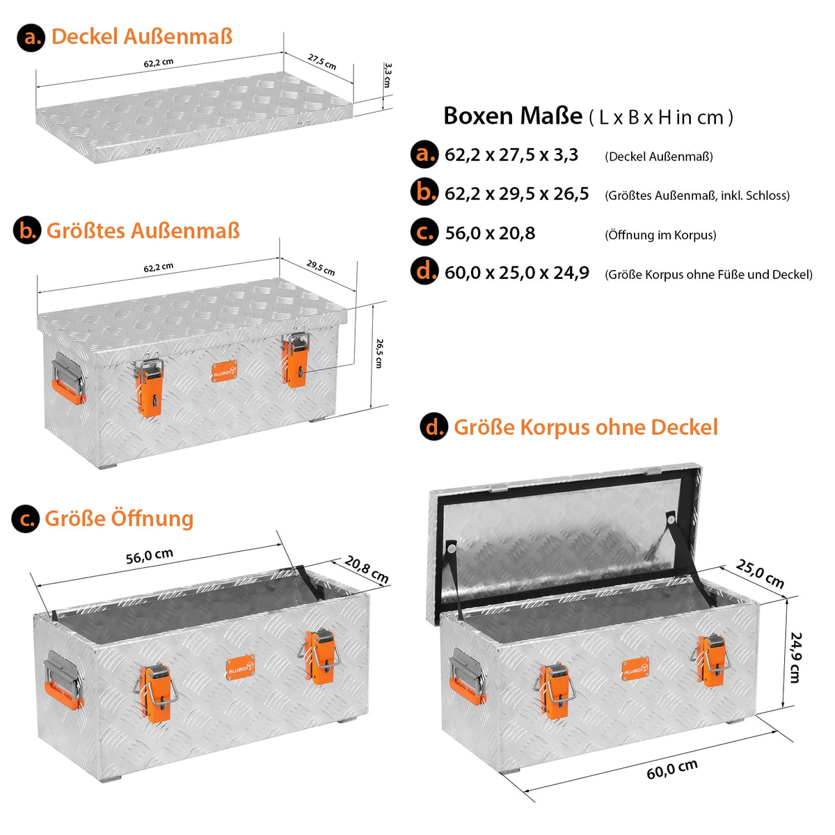 ALUBOX Transportkiste 3 mm Riffelblech silber