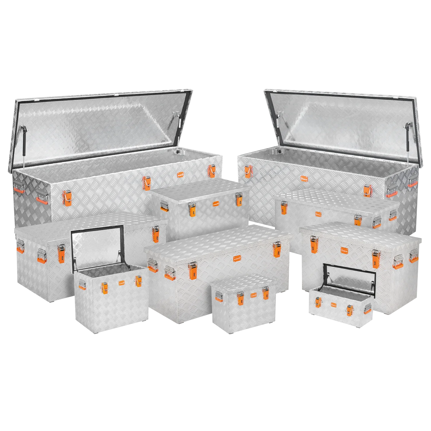 Aluminiumbox aus Riffelblech Transportkiste 37 Liter - 470 Liter