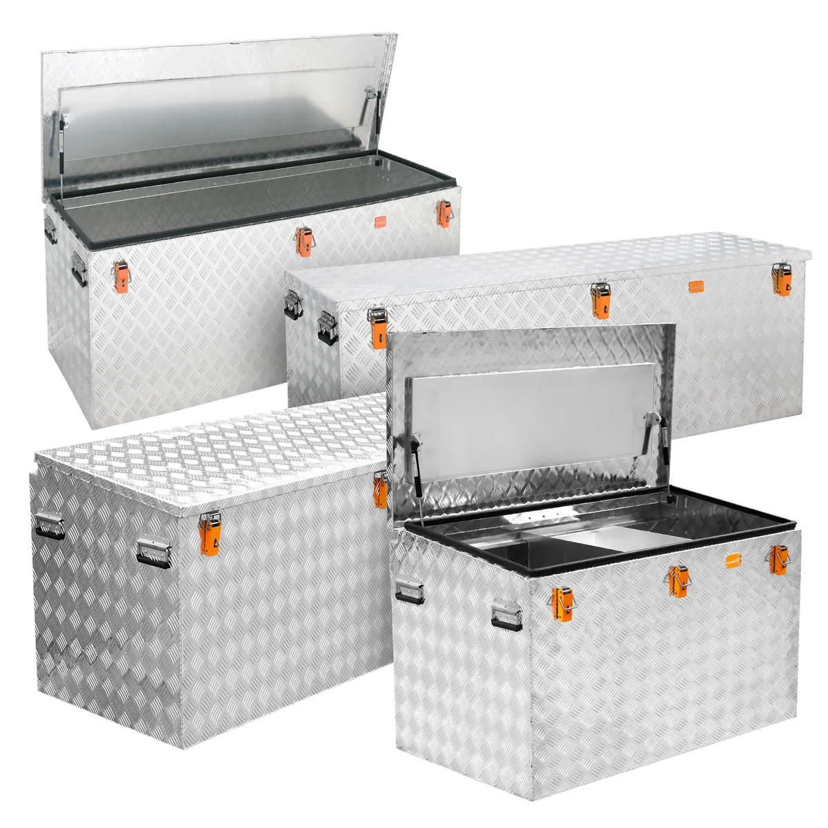 ALUBOX Riffelblech Pritschenbox mit Gasdruckheber