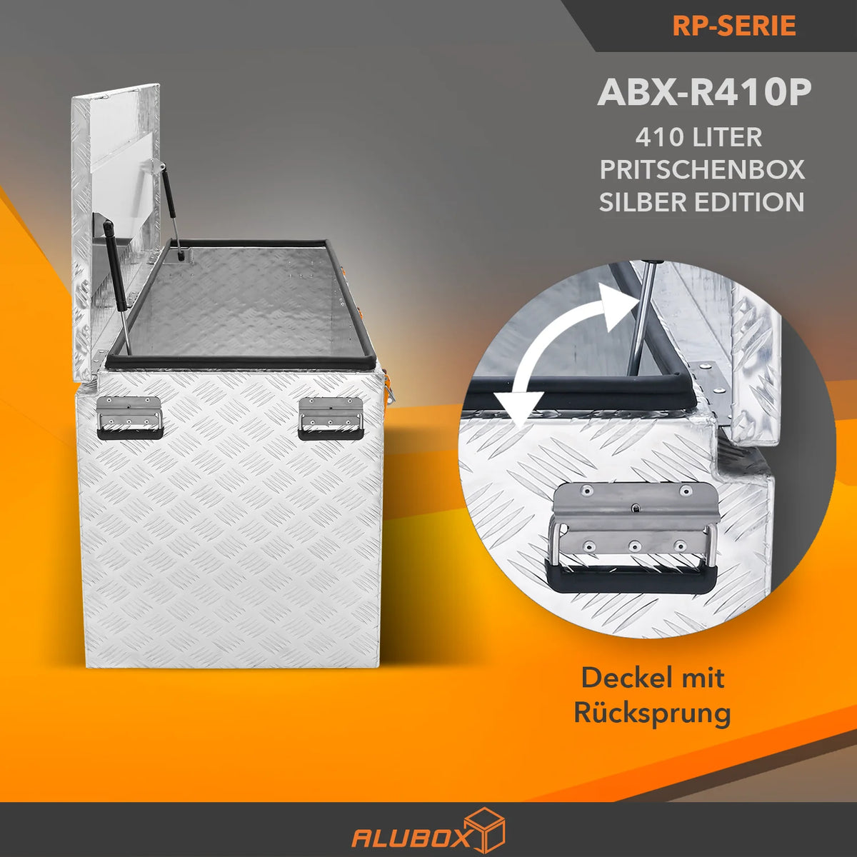 ALUBOX Riffelblech Pritschenbox mit Gasdruckheber