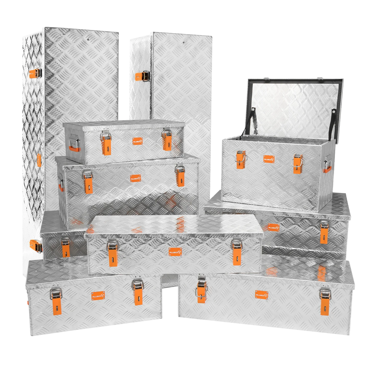ALUBOX leichte Riffelblech Transportbox blank silber