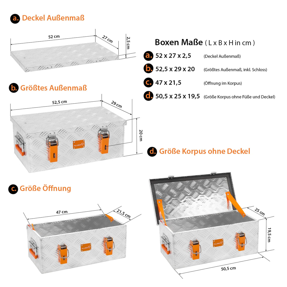 ALUBOX leichte Riffelblech Transportbox blank silber