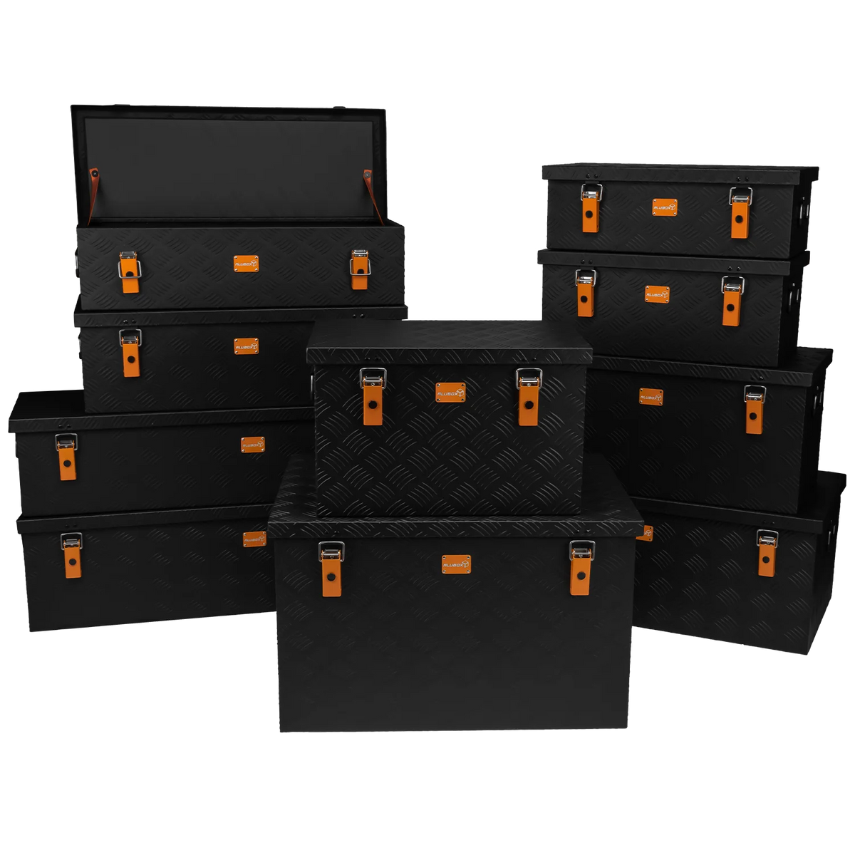 ALUBOX Transportbox 1,5 mm Riffelblech schwarz pulverbeschichtet