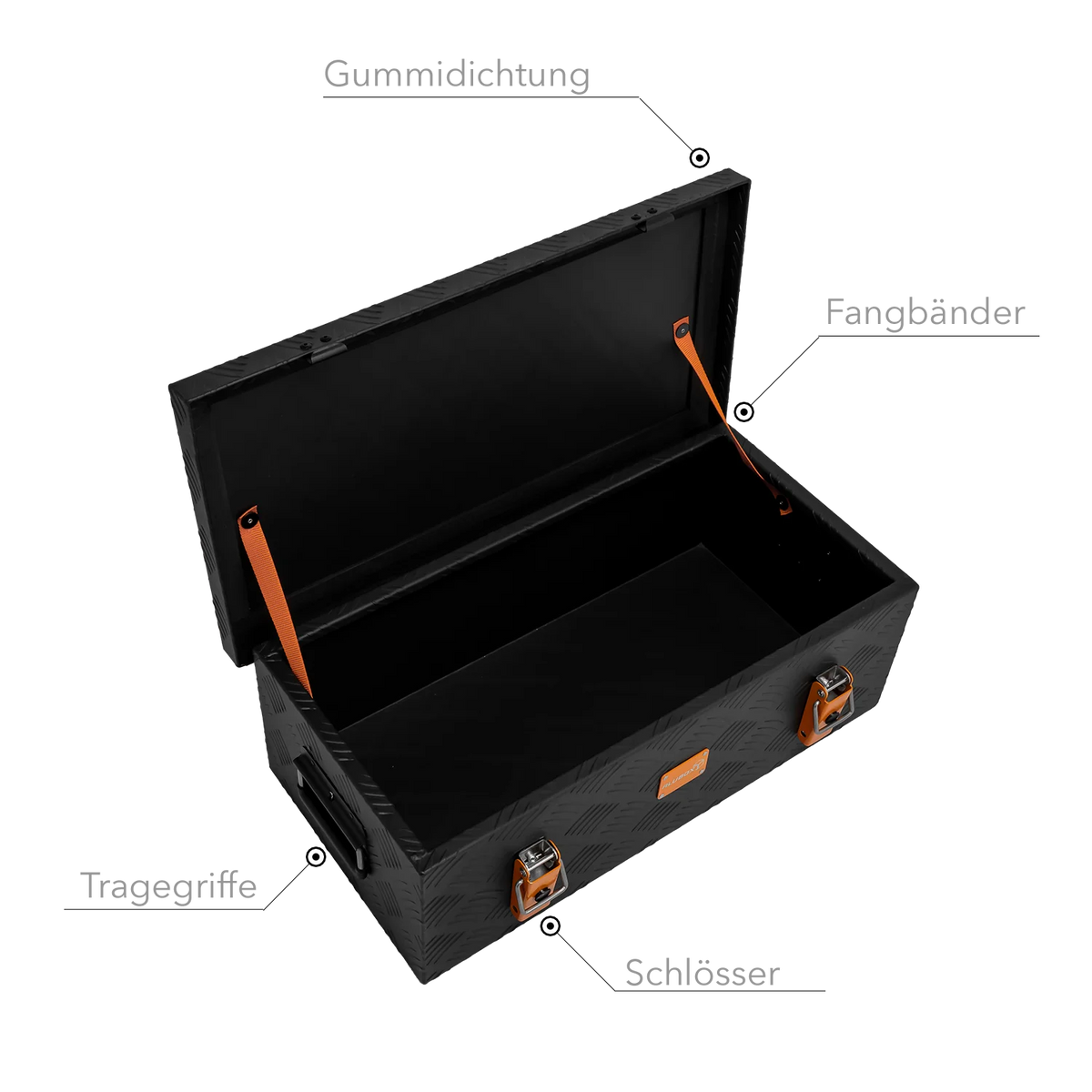 ALUBOX Transportbox 1,5 mm Riffelblech schwarz pulverbeschichtet