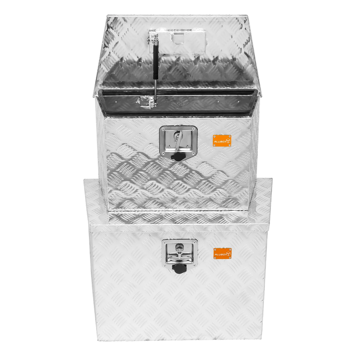 ALUBOX Riffelblech Deichselbox mit Gasdruckheber