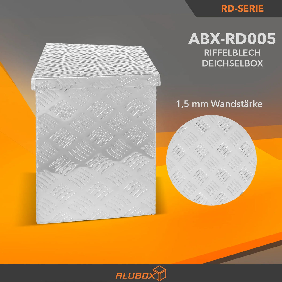 ALUBOX Riffelblech Deichselbox mit Gasdruckheber