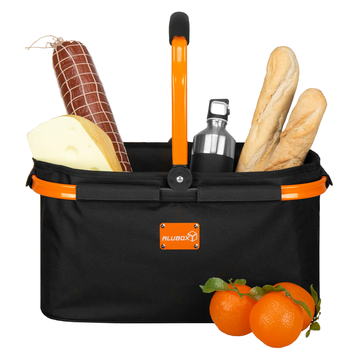 ALUBOX Einkaufskorb schwarz Henkel orange