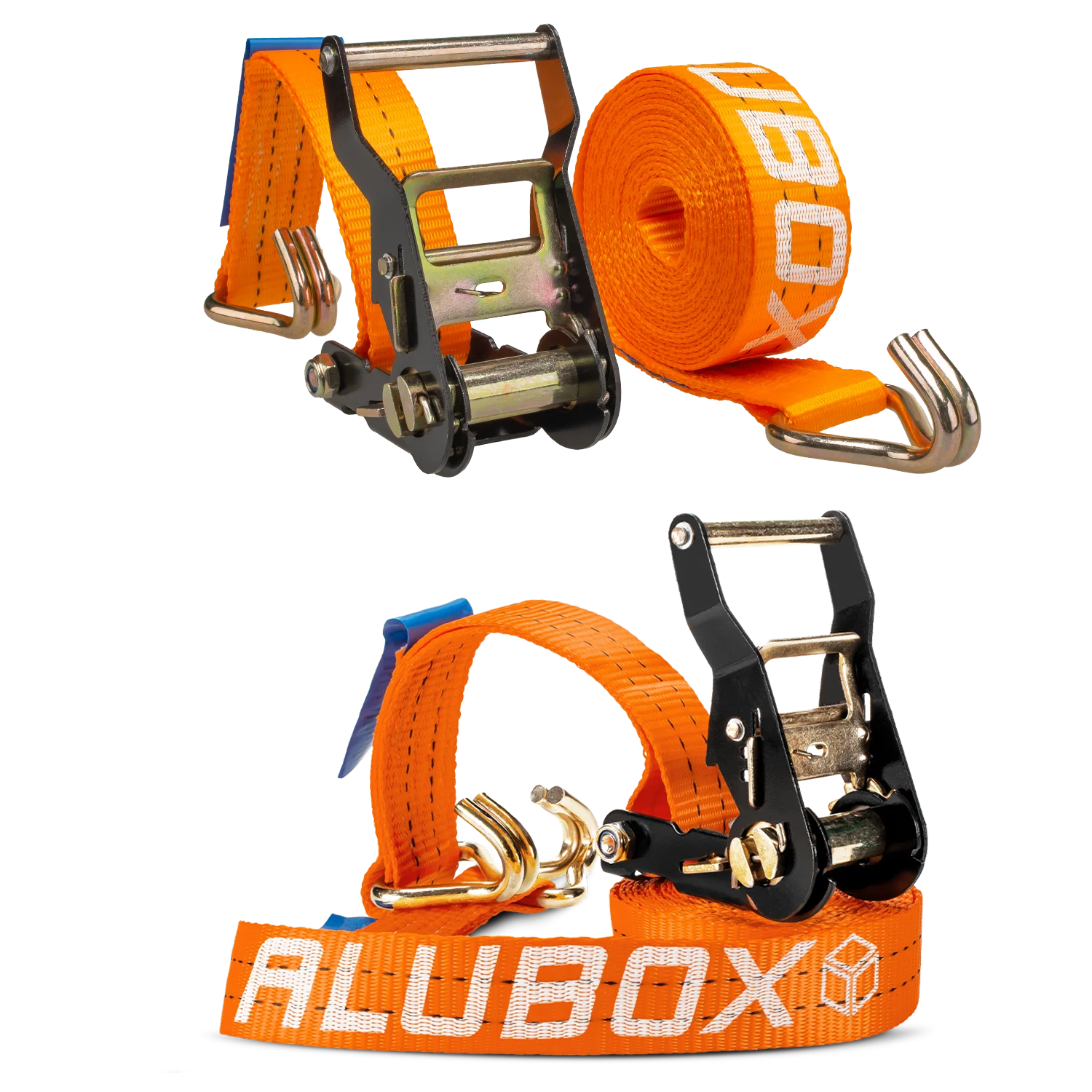 ALUBOX Spanngurte mit J-Haken 4 Stück 38mm breit Größenwahl