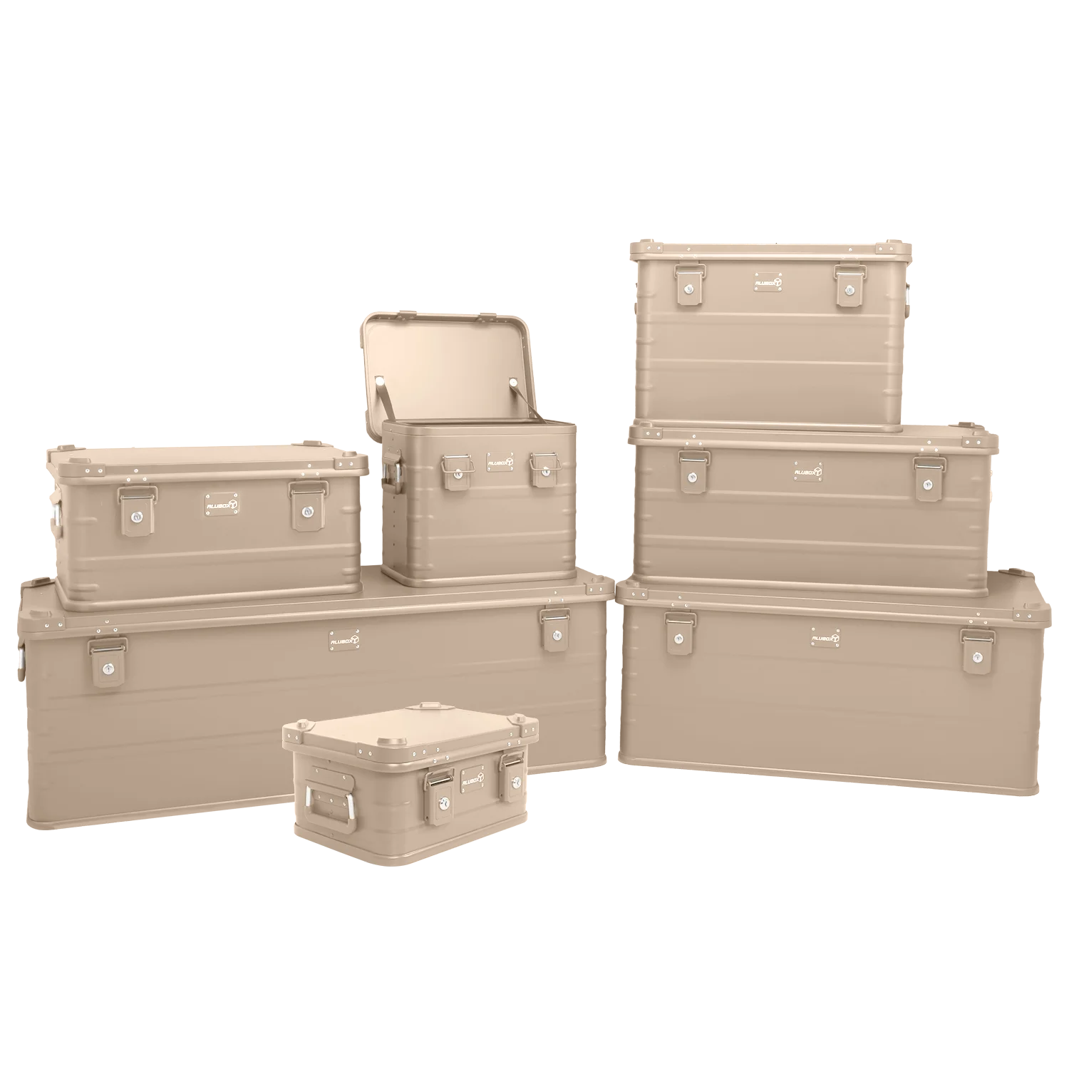 ALUBOX pulverbeschichtete Alukiste stapelbar - Sandbeige