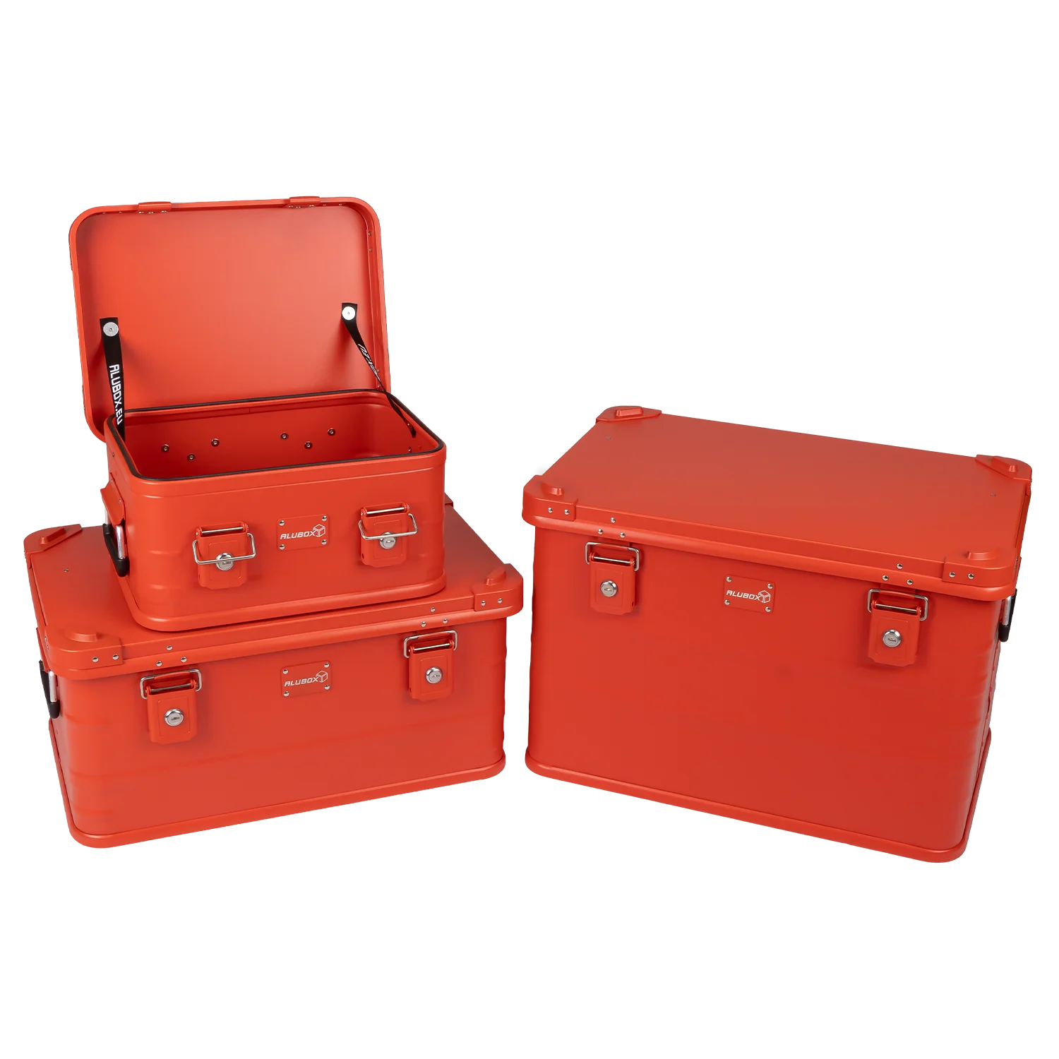 ALUBOX Alukiste Premium Lagerbox 18 - 78 L mit Druckguss Stapelecken rot