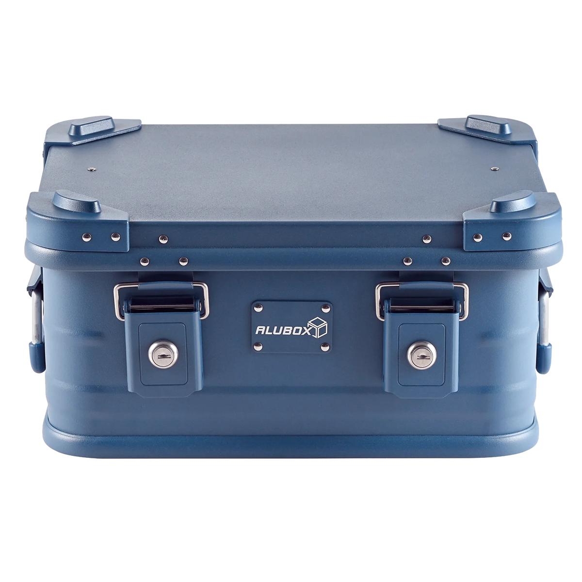 ALUBOX Metallkiste Alu blau - stapelbar - mit Deckel