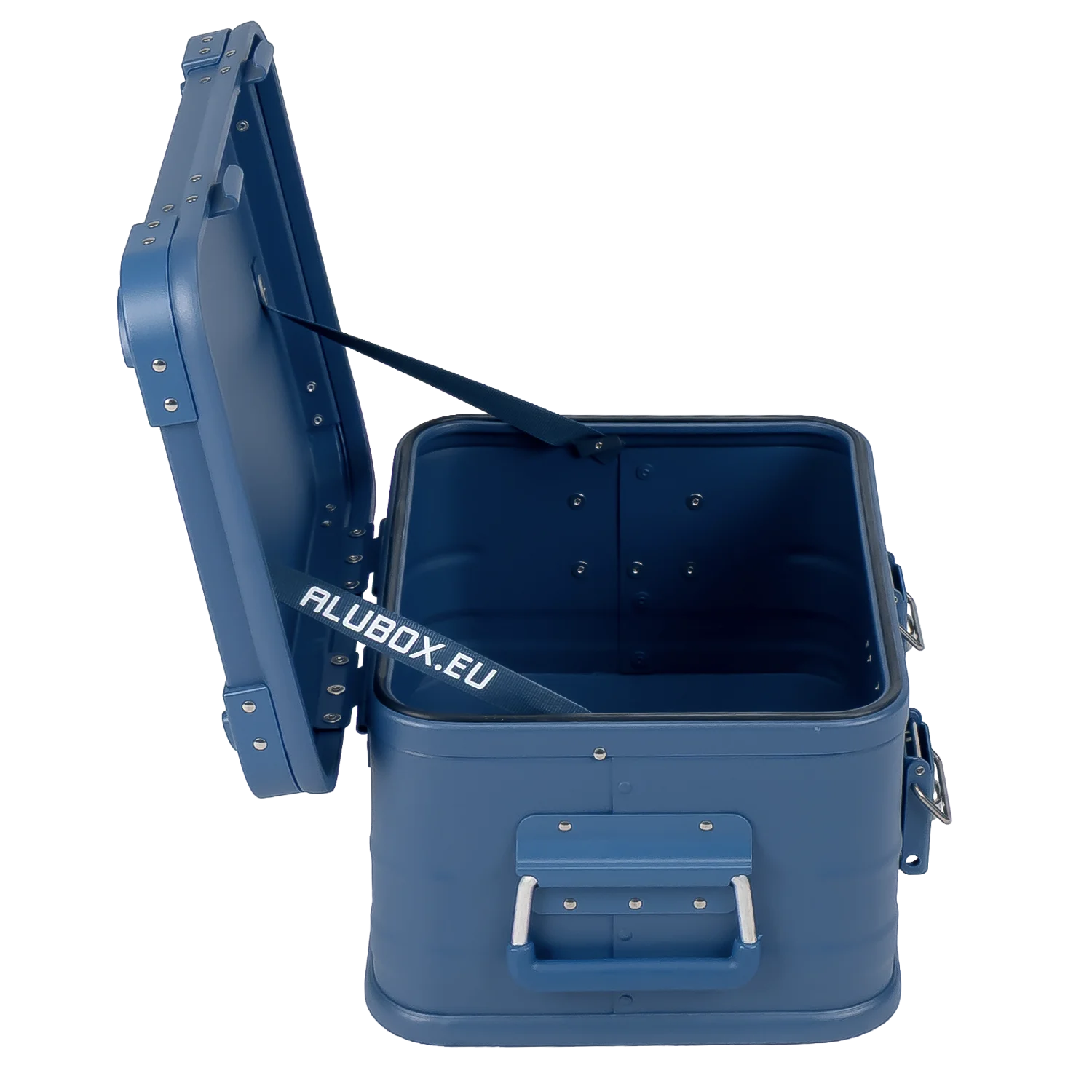 ALUBOX Alukiste Premium Lagerbox 18 - 159 L mit Druckguss Stapelecken blau