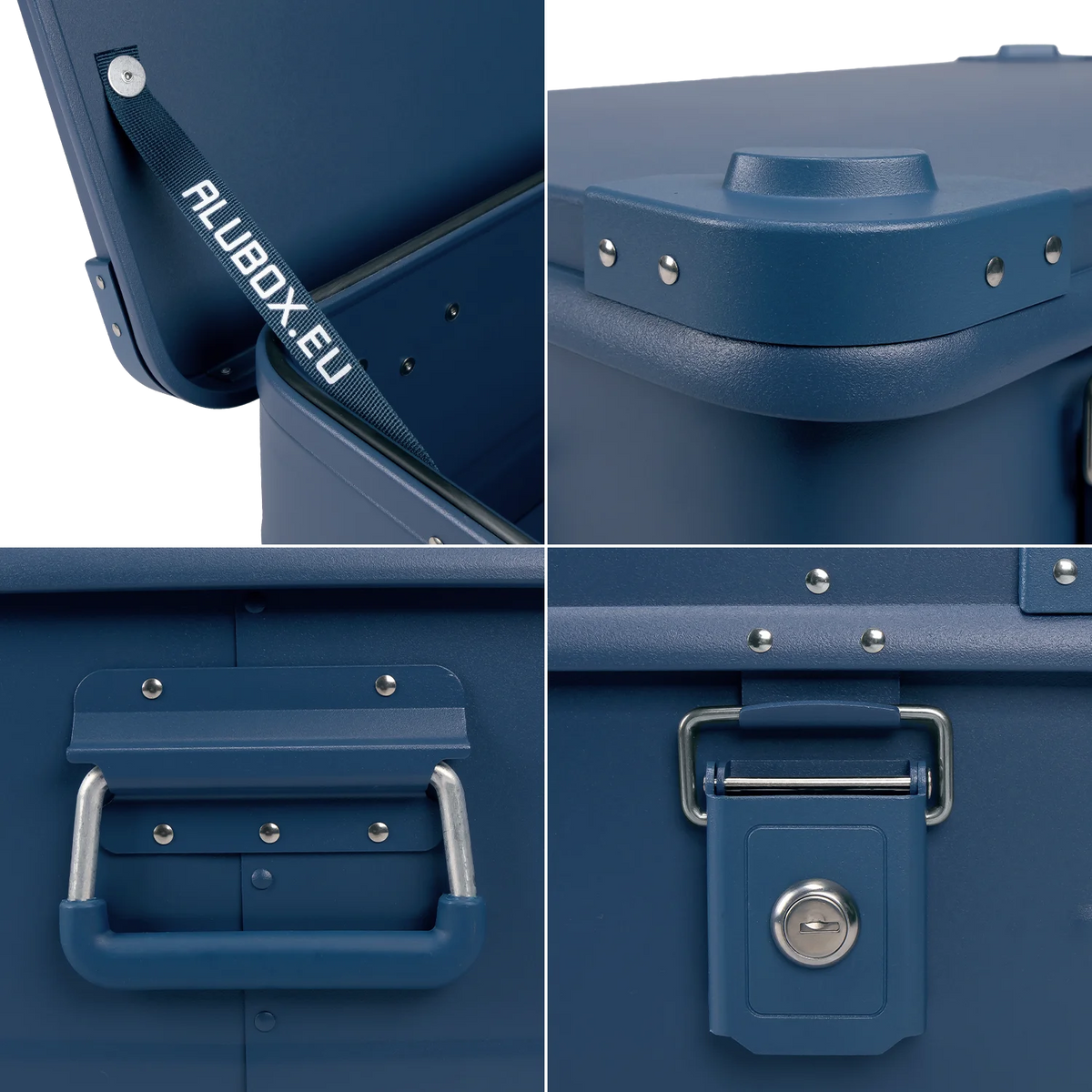 ALUBOX Metallkiste Alu blau - stapelbar - mit Deckel