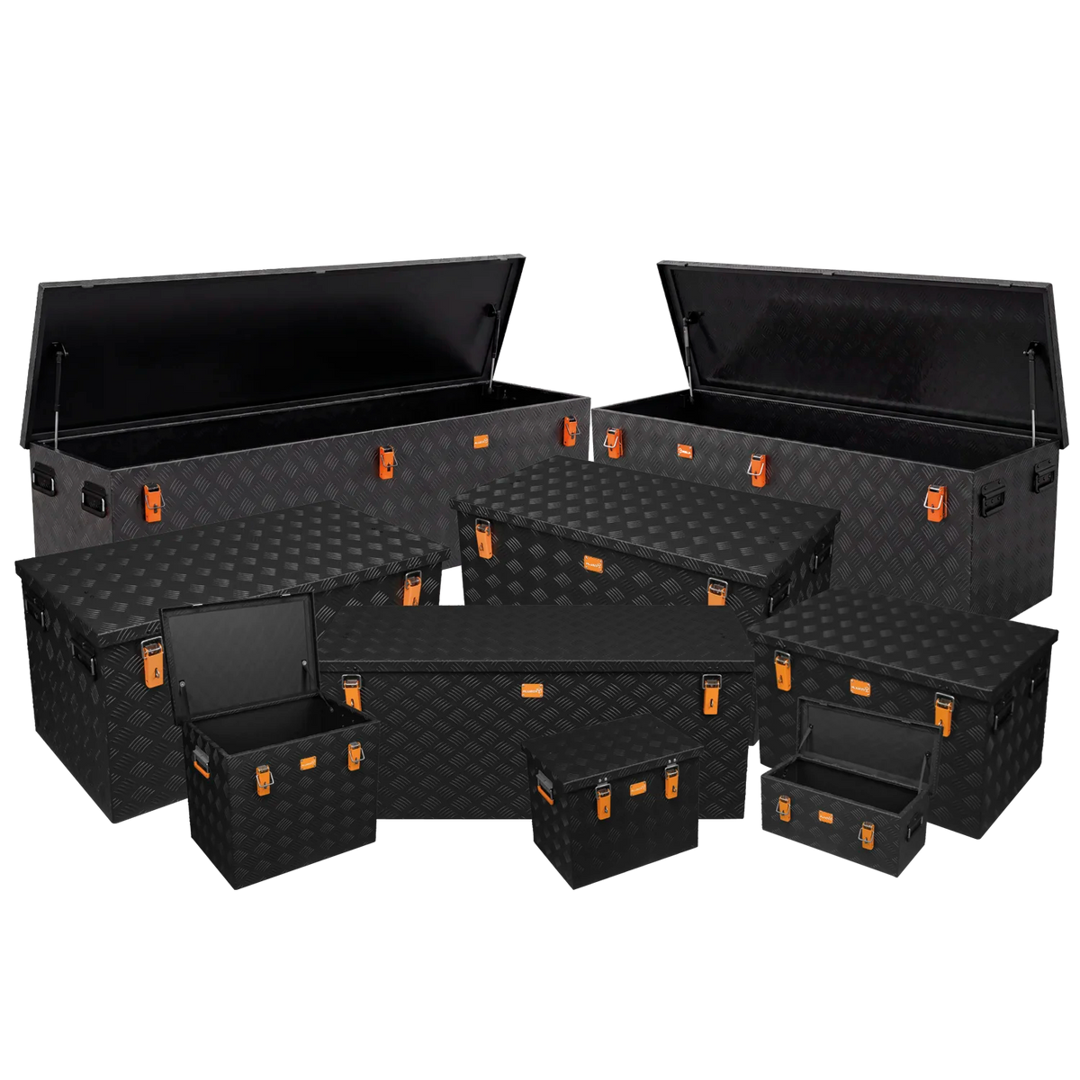 ALUBOX Transportkiste 3 mm Riffelblech schwarz pulverbeschichtet