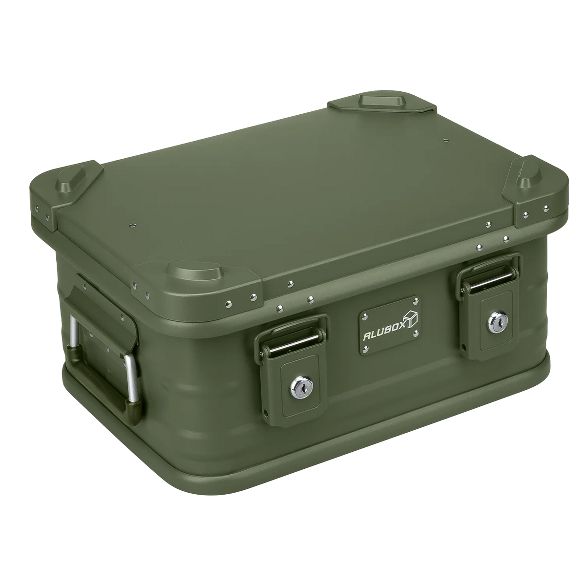 ALUBOX pulverbeschichtete Alukiste stapelbar - Olivgrün 18L - 420 x 310 x 200