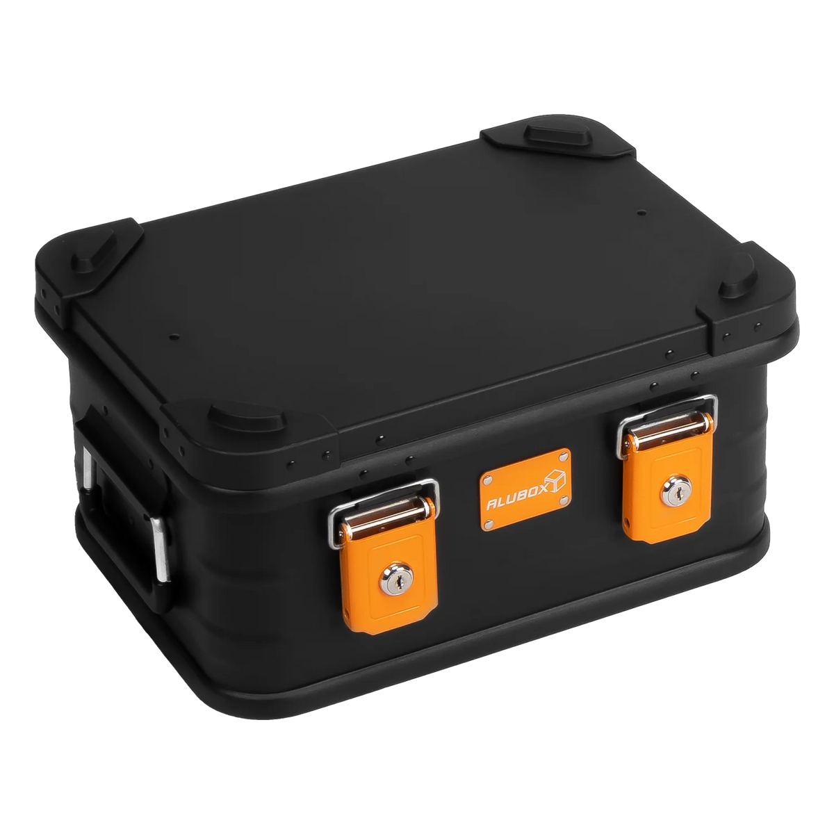 ALUBOX pulverbeschichtete Alukiste stapelbar schwarz orange 18 L - 420 x 310 x 200