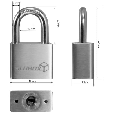 Vorhängeschloss 40mm Edelstahl 7mm Bügelstärke 4 Schlüssel