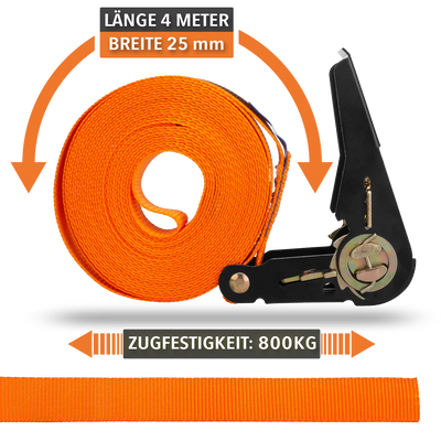 ALUBOX Spanngurt 4 Stück 25mm breit Größenwahl