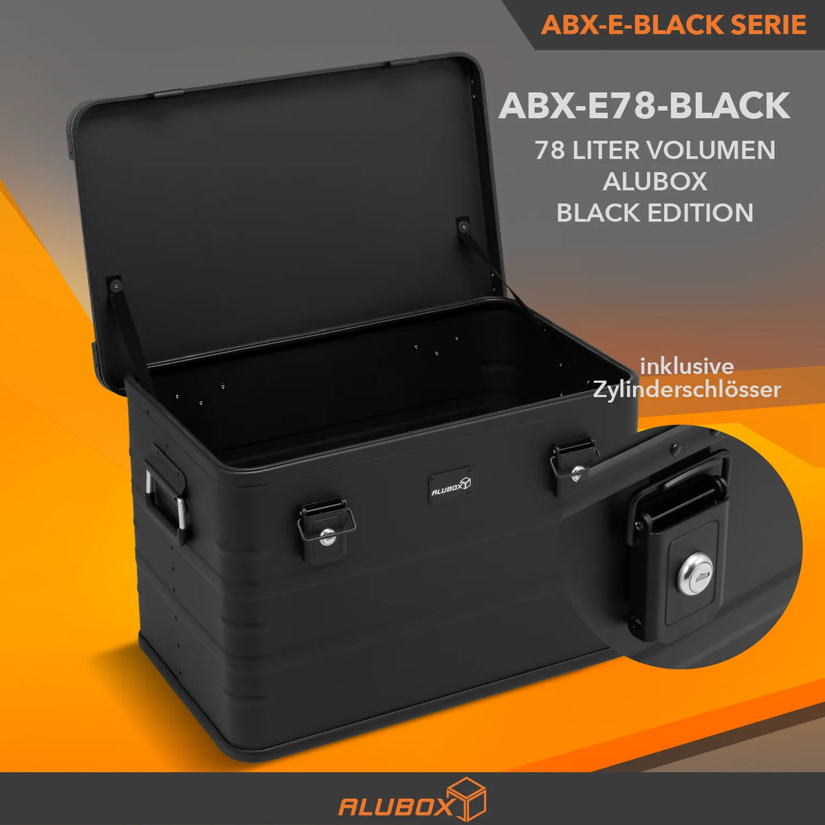 ALUBOX full Black Box - mit Deckel + Stapelecken