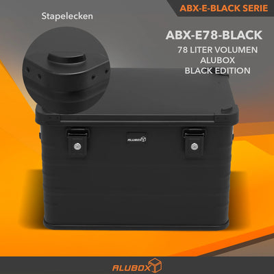 ALUBOX full Black Box - mit Deckel + Stapelecken