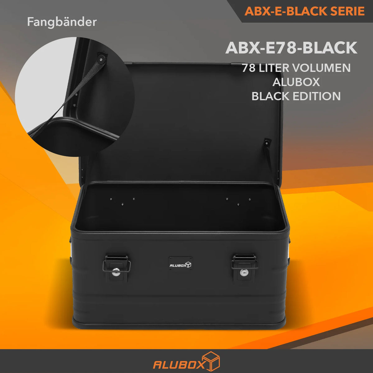 ALUBOX full Black Box - mit Deckel + Stapelecken