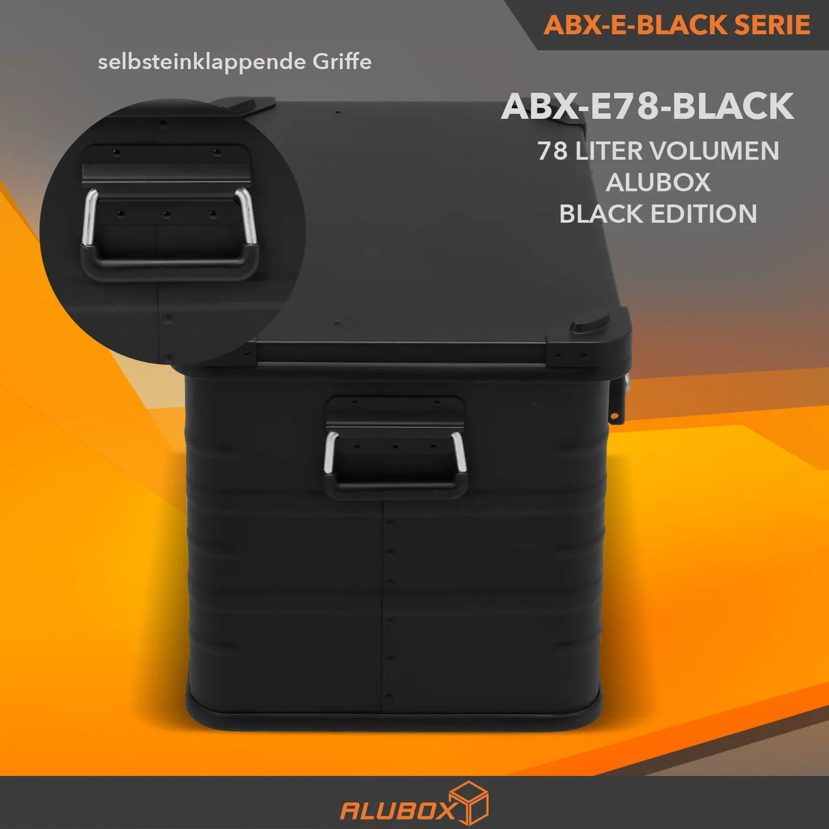ALUBOX full Black Box - mit Deckel + Stapelecken