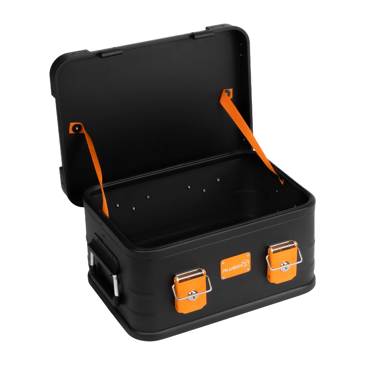 ALUBOX Alukiste mit Stapelecken E18 - E159 Liter - schwarz orange