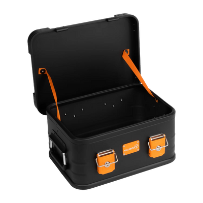 ALUBOX Alukiste mit Stapelecken E18 - E159 Liter - schwarz orange