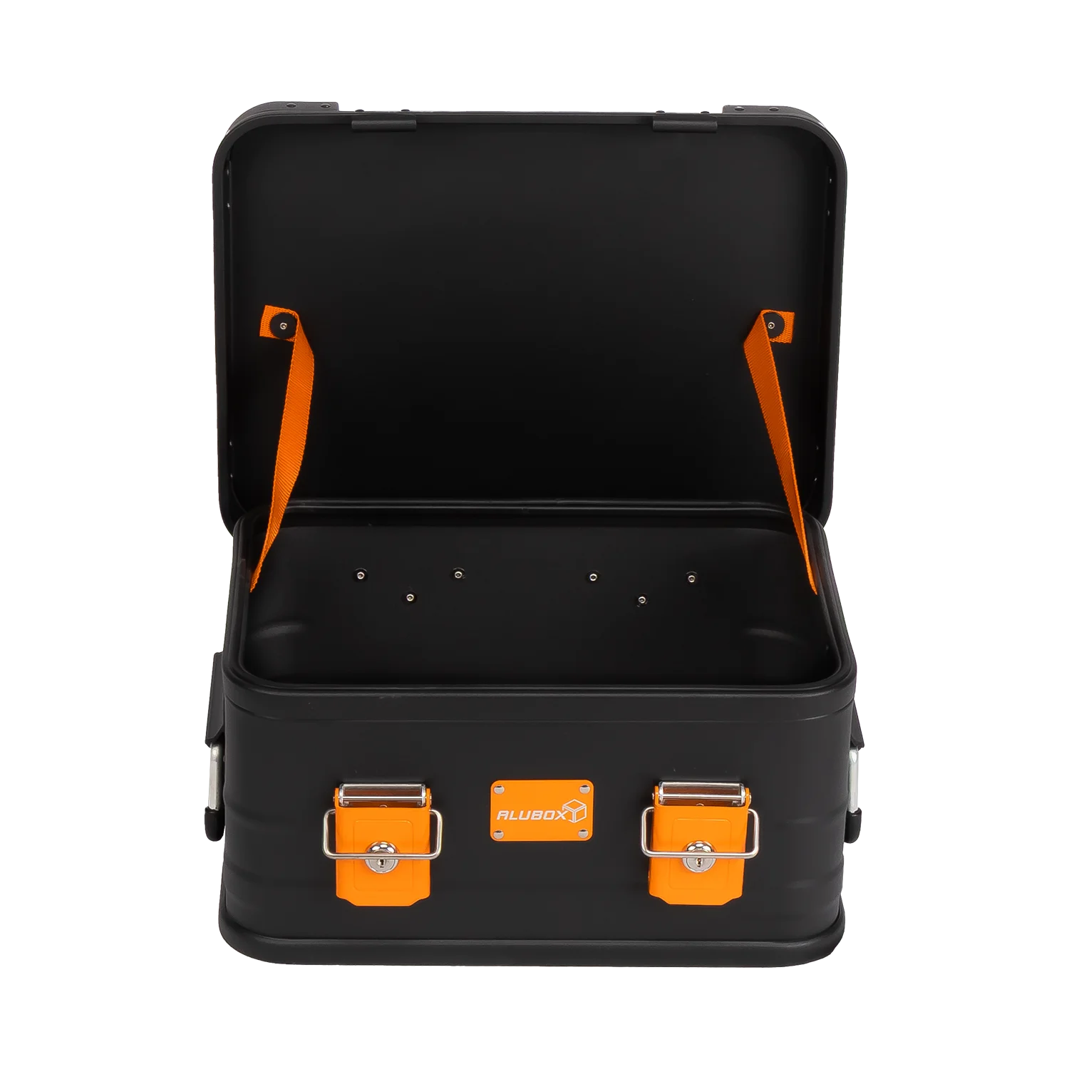ALUBOX Alukiste mit Stapelecken E18 - E159 Liter - schwarz orange