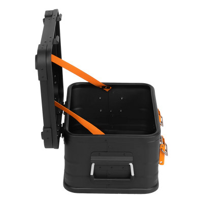 ALUBOX Alukiste mit Stapelecken E18 - E159 Liter - schwarz orange