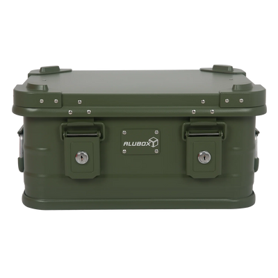 ALUBOX Alukiste Premium Lagerbox 18 - 159 L mit Druckguss Stapelecken olivgrün