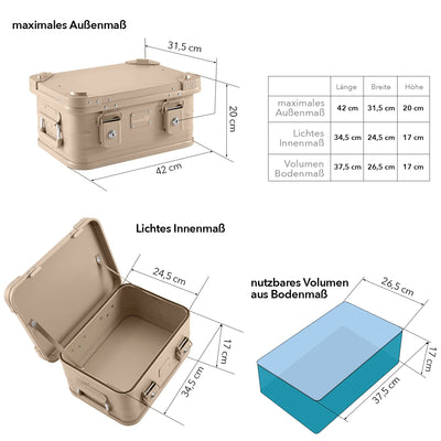 ALUBOX Premium 18 - 159 L Stapelecken Sand Beige