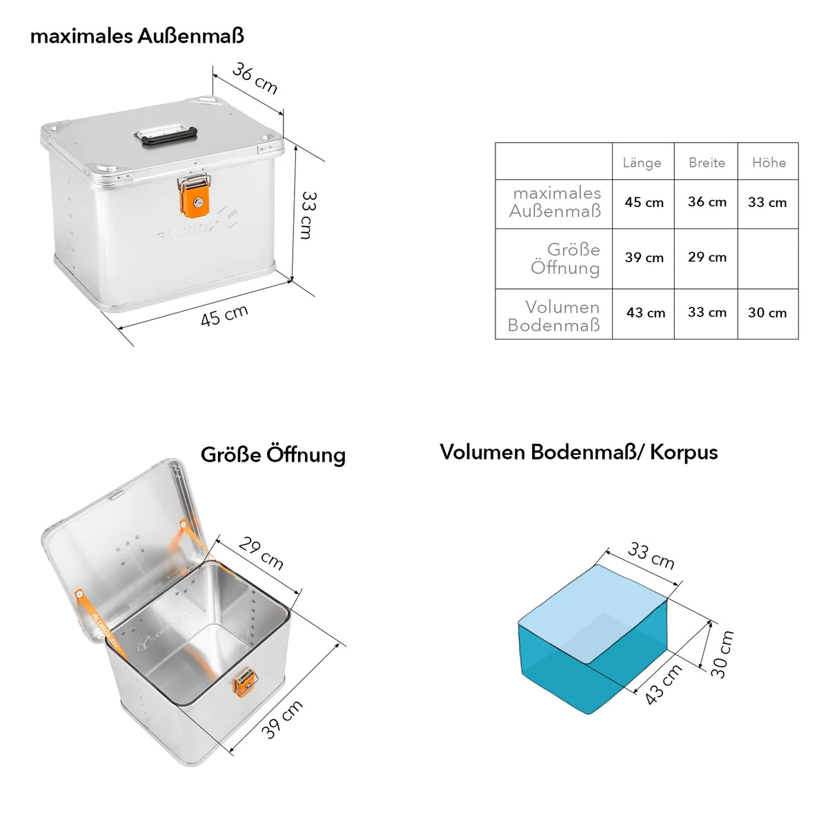 ALUBOX Outdoor Transportkiste wasserdicht blank silber