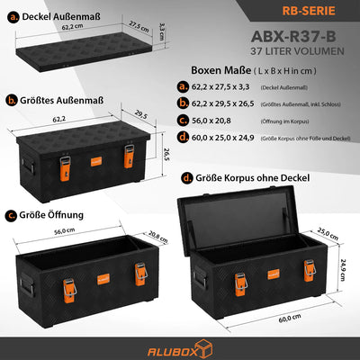 ALUBOX Strong Riffelblech 37 Liter - 470 Liter schwarz Verfügbarkeit siehe Tabelle