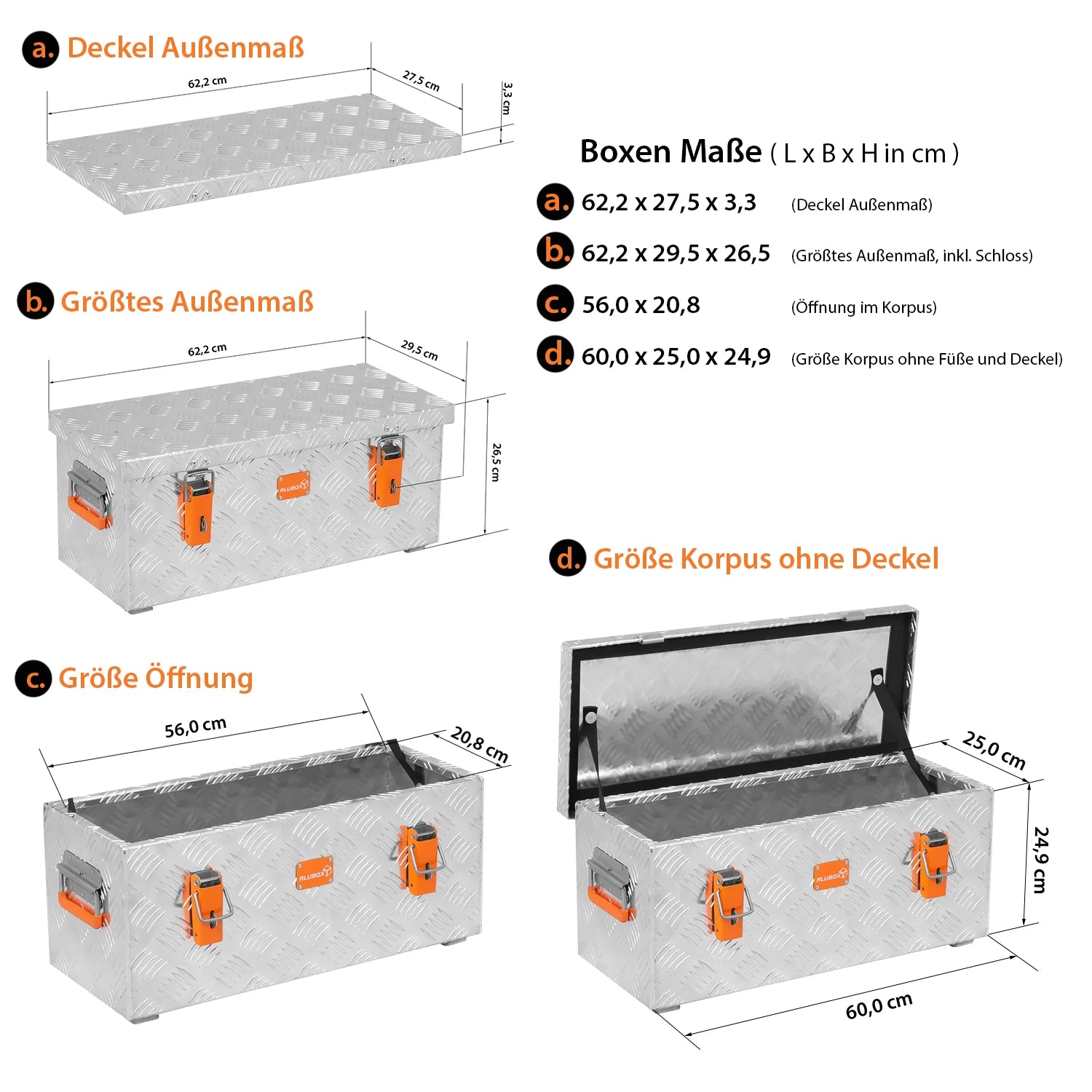 Aluminiumbox aus Riffelblech Transportkiste 37 Liter - 470 Liter