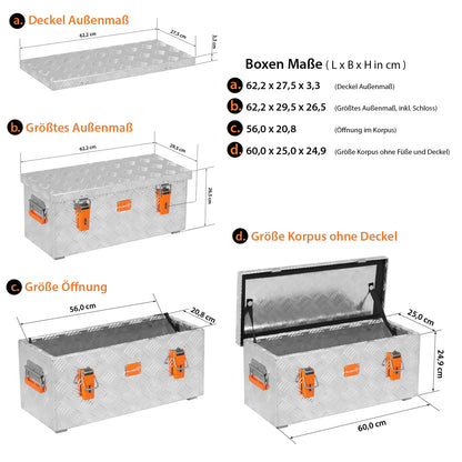Aluminiumbox aus Riffelblech Transportkiste 37 Liter - 470 Liter