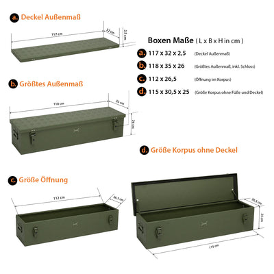 ALUBOX Transportbox 1,5 mm Riffelblech olivgrün pulverbeschichtet