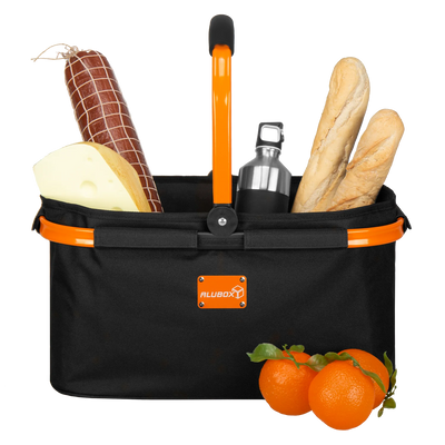 ALUBOX Einkaufskorb schwarz Henkel orange