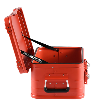 ALUBOX Alukiste Premium Lagerbox 18 - 78 L mit Druckguss Stapelecken rot